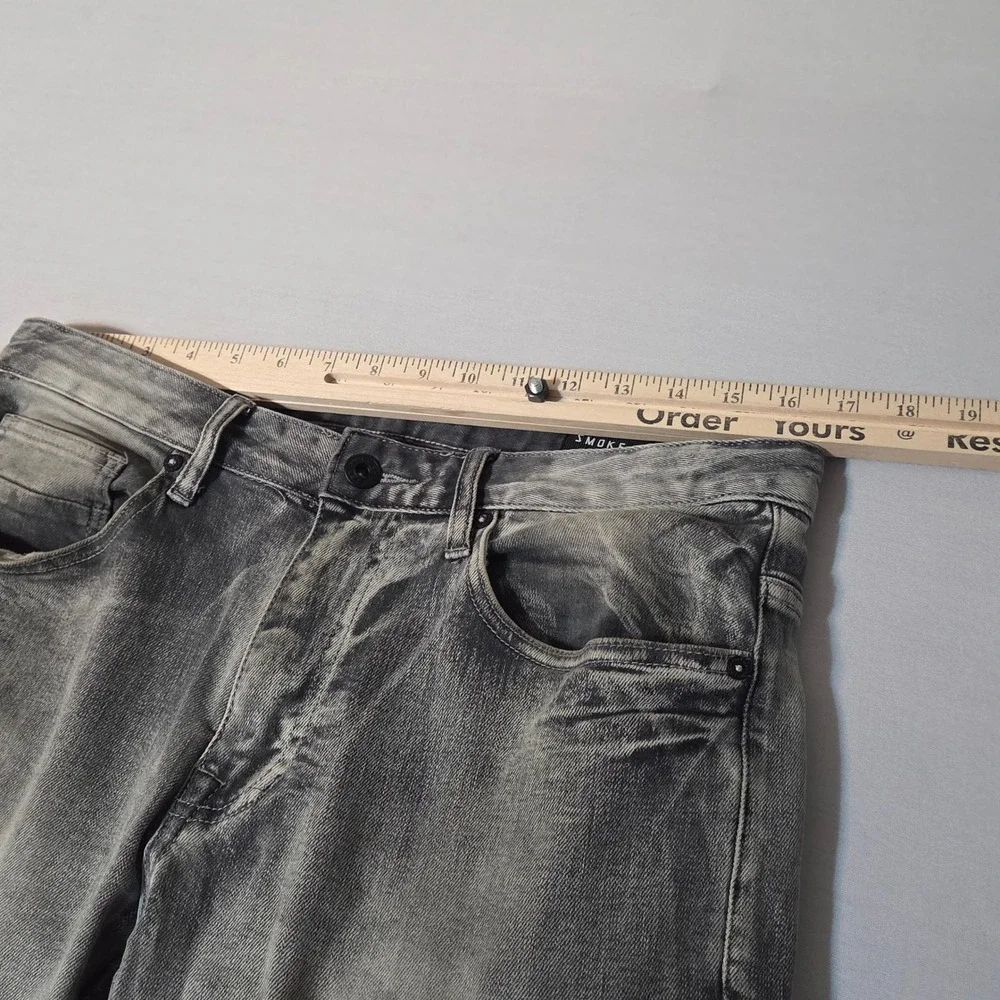 Smoke Rise Cargo Jeans Mens 32x32 Gray Moto Biker Slim Fit Denim Pants